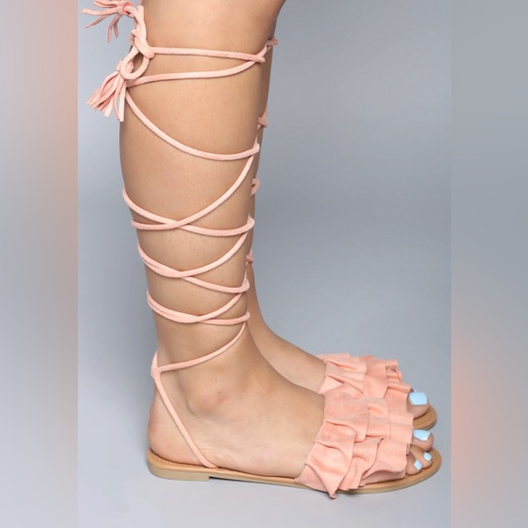 Nude Strap Up Sandals - Picture 3 of 5